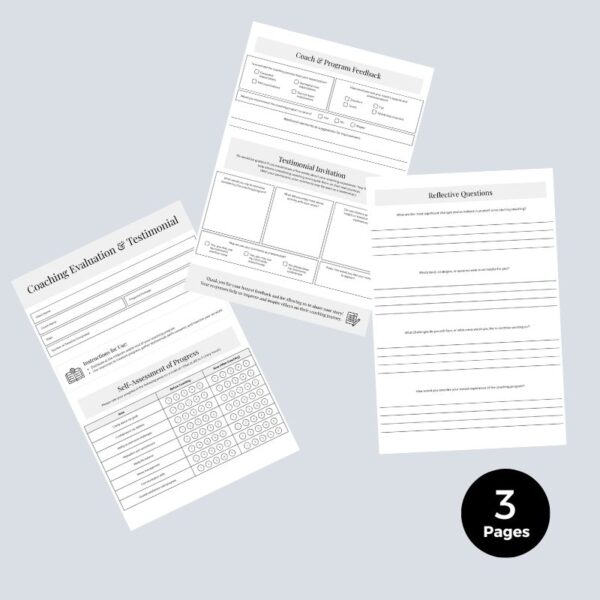 Coaching Evaluation & Testimonial Printable